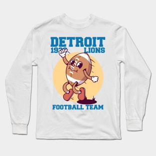 Detroit Lions, Vintage Character Cartoon Long Sleeve T-Shirt